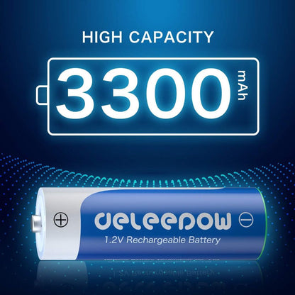4-Slot AA AAA Battery Charger with LCD Display High-Power 3300mAh Ni-MH Rechargeable Rainbow Batteries