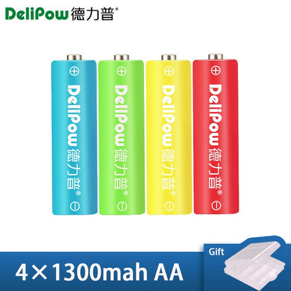 4-Slot AA AAA Battery Charger with LCD Display High-Power 3300mAh Ni-MH Rechargeable Rainbow Batteries