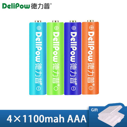 4-Slot AA AAA Battery Charger with LCD Display High-Power 3300mAh Ni-MH Rechargeable Rainbow Batteries