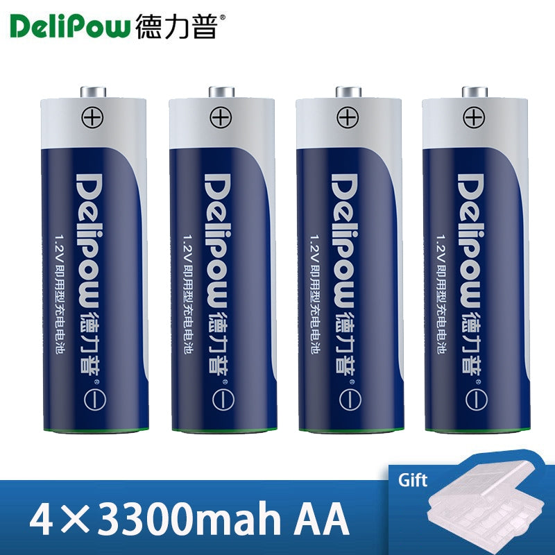 4-Slot AA AAA Battery Charger with LCD Display High-Power 3300mAh Ni-MH Rechargeable Rainbow Batteries