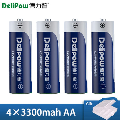 4-Slot AA AAA Battery Charger with LCD Display High-Power 3300mAh Ni-MH Rechargeable Rainbow Batteries