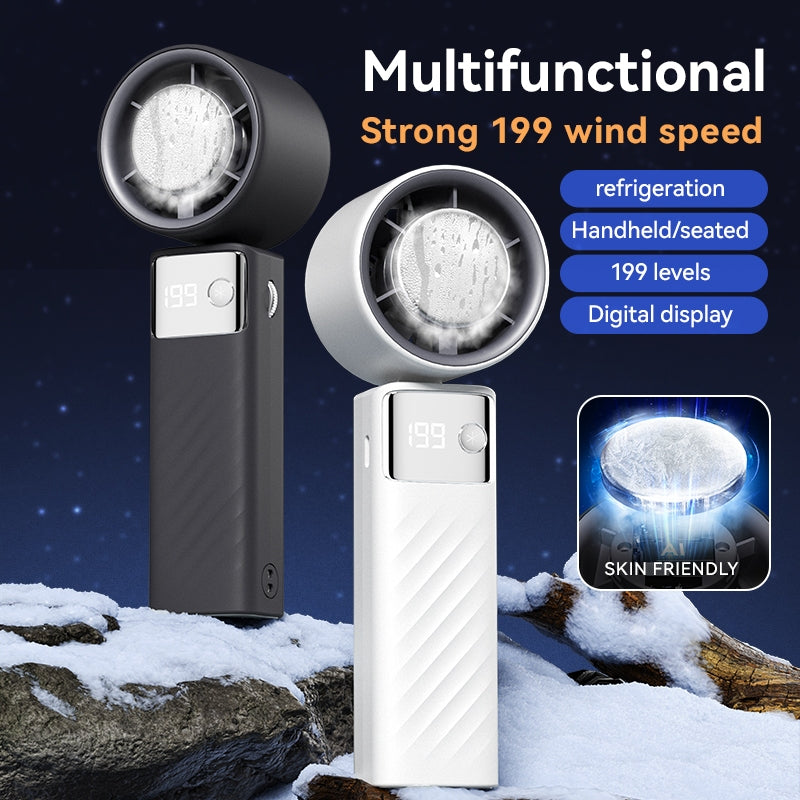 199-speed semiconductor cooling USB small fan 4000mah ultra-long battery life foldable with lanyard