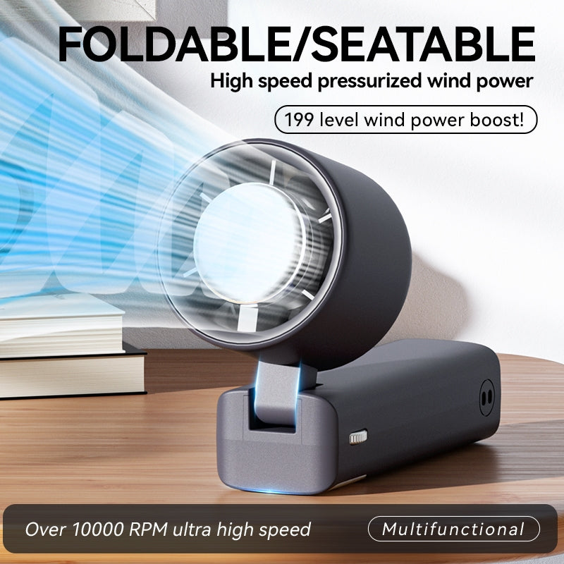 199-speed semiconductor cooling USB small fan 4000mah ultra-long battery life foldable with lanyard