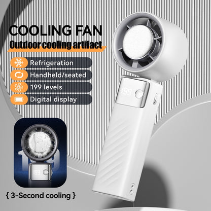 199-speed semiconductor cooling USB small fan 4000mah ultra-long battery life foldable with lanyard