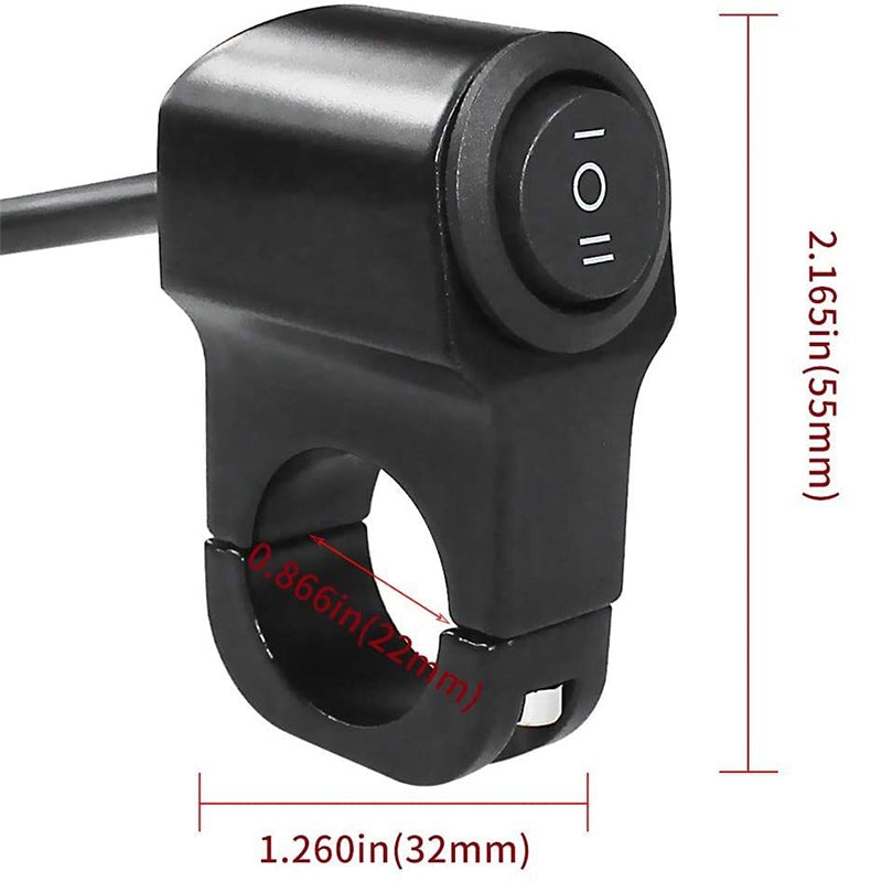 Universal 3-Wire Motorcycle Light Switch (Left/Right Handlebar Compatible) - High-Quality Waterproof Aluminum Alloy Switch