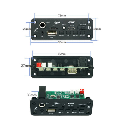 1pcs MP3 Bluetooth Amplifier Decoder Board 2 * 3W With Microphone Jack MIC Bluetooth 5.3 Lossless U disk TF Card AUX Player