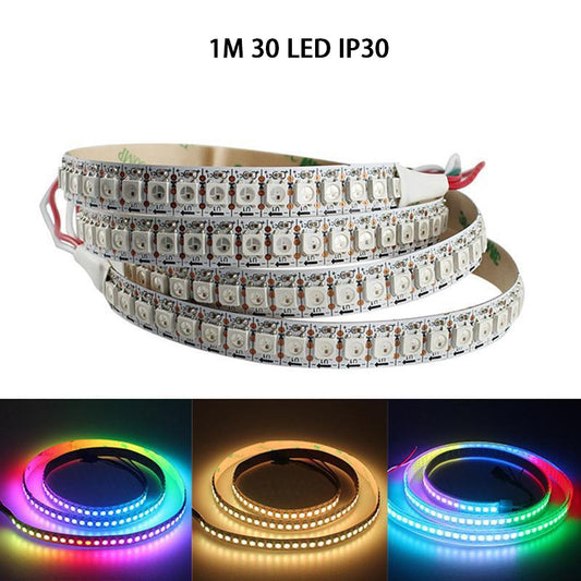 1m/roll DC5V WS2812B Led Strip 30/60/74/96/144 Leds/m WS2812 Black PCB Individually Addressable Smart WS2812 IC RGB Led Pixel Strip