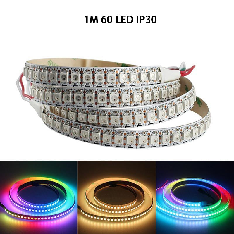 1m/roll DC5V WS2812B Led Strip 30/60/74/96/144 Leds/m WS2812 Black PCB Individually Addressable Smart WS2812 IC RGB Led Pixel Strip