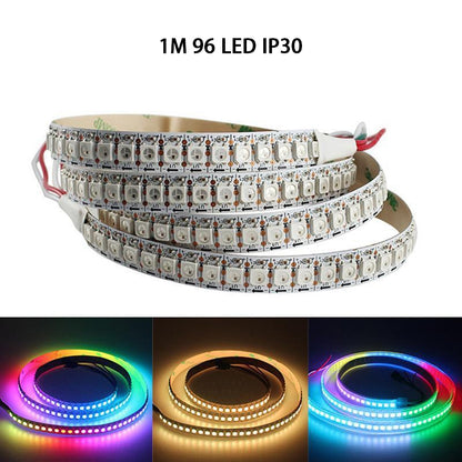 1m/roll DC5V WS2812B Led Strip 30/60/74/96/144 Leds/m WS2812 Black PCB Individually Addressable Smart WS2812 IC RGB Led Pixel Strip