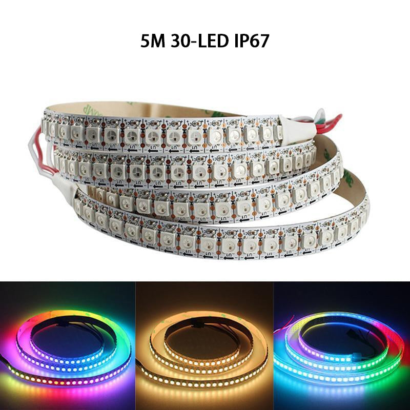1m/roll DC5V WS2812B Led Strip 30/60/74/96/144 Leds/m WS2812 Black PCB Individually Addressable Smart WS2812 IC RGB Led Pixel Strip