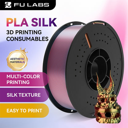 FULABS Filament PLA SILK Filaments 3D Printer Filament 1.75mm 1KG Spool Material Single color two colors three colors  rainbow colors