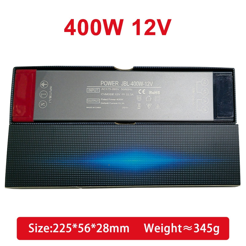 Ultra LED Power Supply AC To DC12V/24V 100W 200W 300W 400W LED Strip Lighting Transformer
