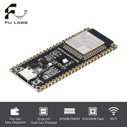 ESP32-S3 Microcontroller, 2.4GHz Wi-Fi Development Board, 240MHz Dual Core Processor, ESP32-S3-WROOM Module, Options For 8MB / 16MB / 32MB Flash and 8MB / 16MB PSRAM