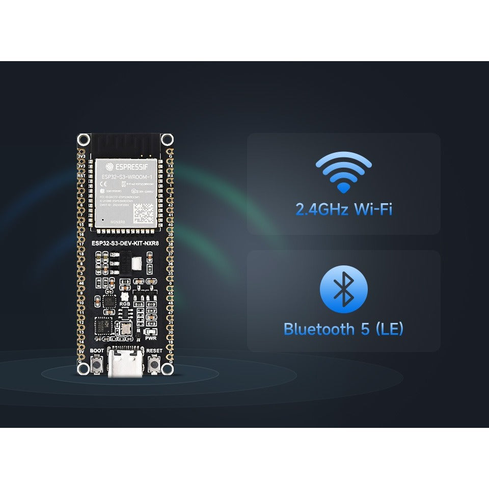 ESP32-S3 Microcontroller, 2.4GHz Wi-Fi Development Board, 240MHz Dual Core Processor, ESP32-S3-WROOM Module, Options For 8MB / 16MB / 32MB Flash and 8MB / 16MB PSRAM