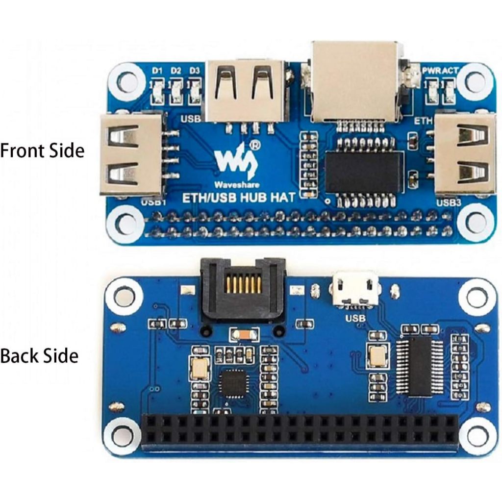 Ethernet/USB HUB HAT Expansion Board for Raspberry Pi 5/4B/3B+/3B/2B/Zero/Pi Zero W/Pi Zero 2W,with RJ45 10/100M Ethernet Port (Based on RTL8152B Chip) and Three USB Ports