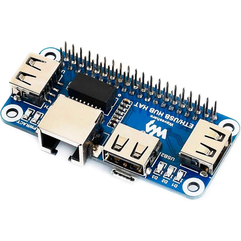 Ethernet/USB HUB HAT Expansion Board for Raspberry Pi 5/4B/3B+/3B/2B/Zero/Pi Zero W/Pi Zero 2W,with RJ45 10/100M Ethernet Port (Based on RTL8152B Chip) and Three USB Ports