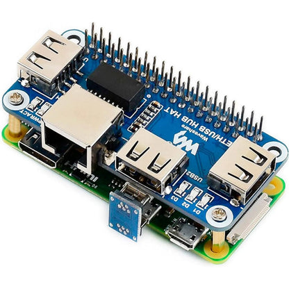 Ethernet/USB HUB HAT Expansion Board for Raspberry Pi 5/4B/3B+/3B/2B/Zero/Pi Zero W/Pi Zero 2W,with RJ45 10/100M Ethernet Port (Based on RTL8152B Chip) and Three USB Ports