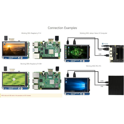 Waveshare 3.2inch HDMI IPS LCD Display Compatible with Raspberry Pi 4B/3B+/3A+/2B/B+/A+/Zero/Zero W/WH/Zero 2W CM3+/4 Series Boards 480×800 Resolution No Touch Supports Jerson Nano