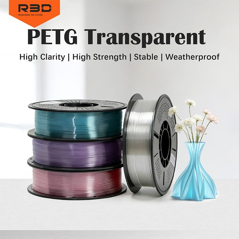 R3D PETG Filament 1.75mm 1kg – Transparent Clear 3D Printer Filament for Easy, Strong & Reliable Printing