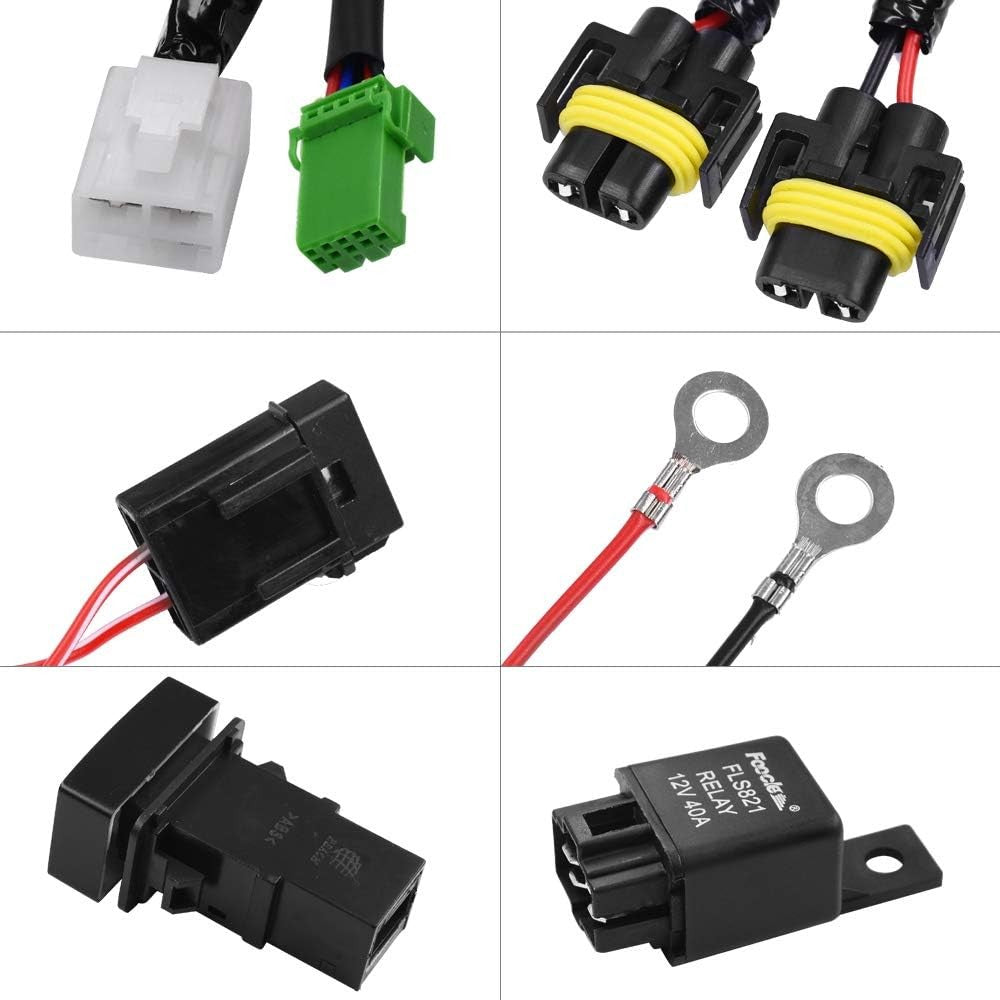 TBPH H11 Fog Light Wiring Harness Sockets Wire LED Indicators Switch 12V 40A Relay TBB
