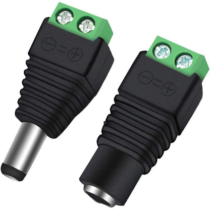 10PCS/5pair DC Barrel Jack Adaptor CCTV Connectors 5.5 x 2.1mm CCTV Male/ Female Connectors