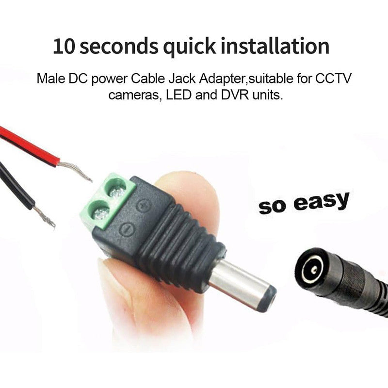 10PCS/5pair DC Barrel Jack Adaptor CCTV Connectors 5.5 x 2.1mm CCTV Male/ Female Connectors