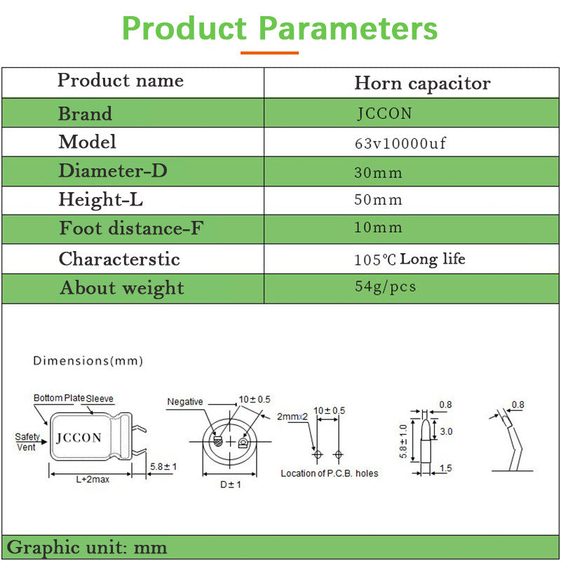 1Pcs 10000uf 50V 63V 80V 100V Original DC Electrolytic Capacitor horn capacitor