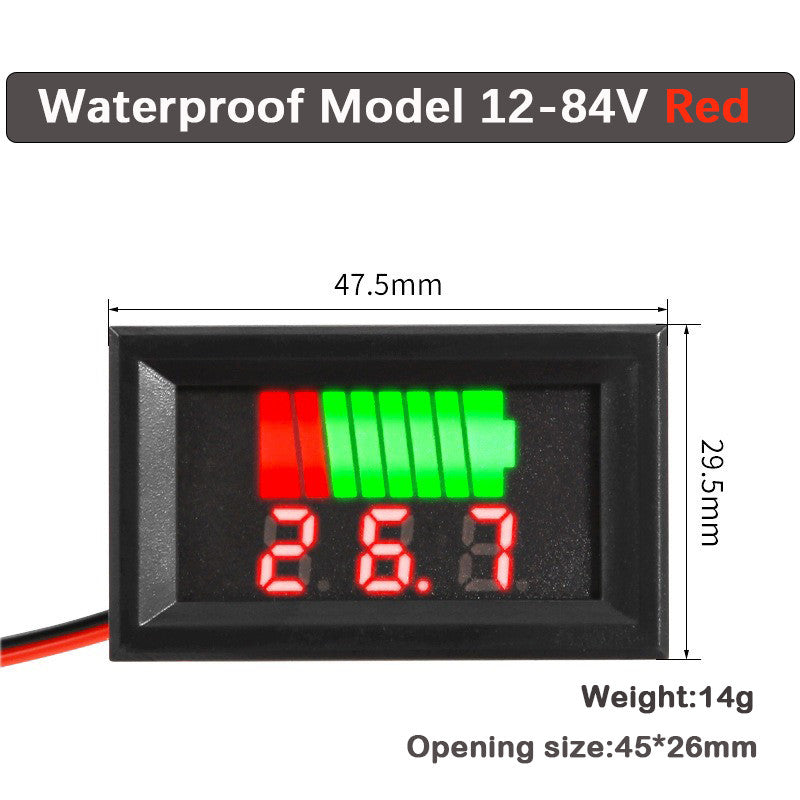 Fulabs Waterproof Lithium Battery Capacity Meter High Precision LED Voltmeter Tester 12V 24V 36V 48V 60V 72V 84V