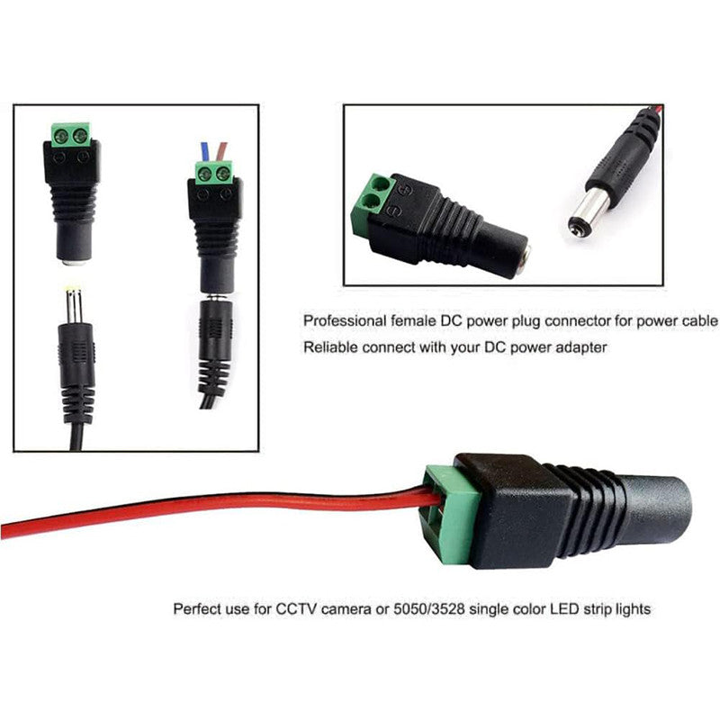10PCS/5pair DC Barrel Jack Adaptor CCTV Connectors 5.5 x 2.1mm CCTV Male/ Female Connectors