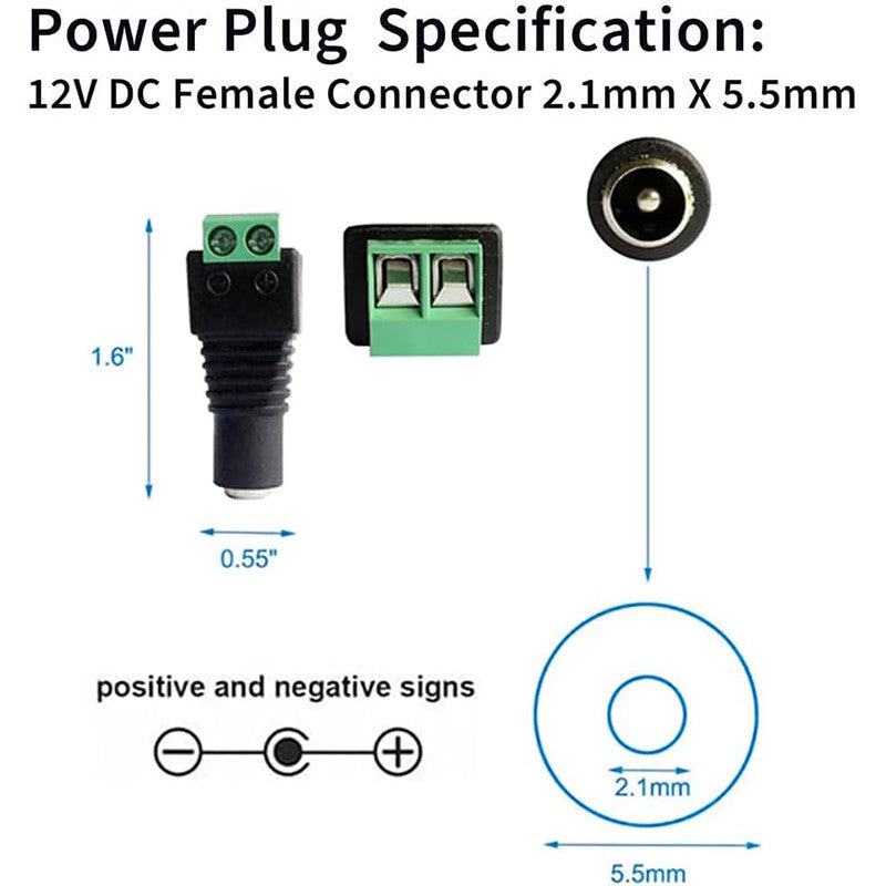 10PCS/5pair DC Barrel Jack Adaptor CCTV Connectors 5.5 x 2.1mm CCTV Male/ Female Connectors
