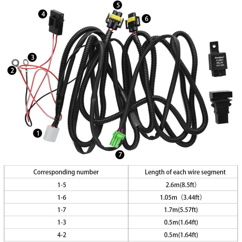 TBPH H11 Fog Light Wiring Harness Sockets Wire LED Indicators Switch 12V 40A Relay TBB