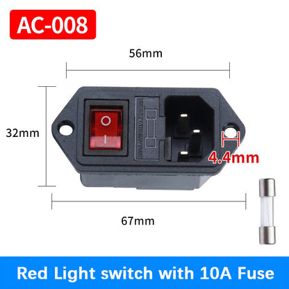 10A 250V AC-008 AC Power Socket with Rocker Switch and Fuse Socket  Switch Connector Plug