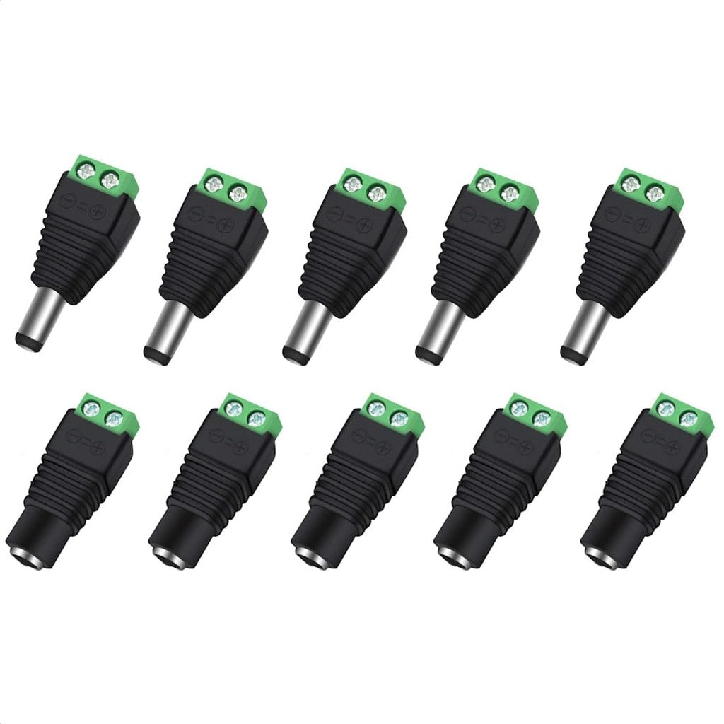 10PCS/5pair DC Barrel Jack Adaptor CCTV Connectors 5.5 x 2.1mm CCTV Male/ Female Connectors
