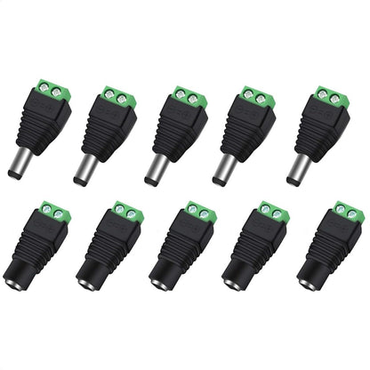 10PCS/5pair DC Barrel Jack Adaptor CCTV Connectors 5.5 x 2.1mm CCTV Male/ Female Connectors
