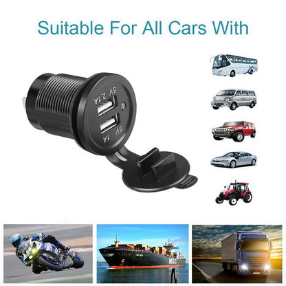 5V 3.1 A 12V dual USB Car Charger With panel waterproof power adapter socket outlet motorcycle boat vehicles
