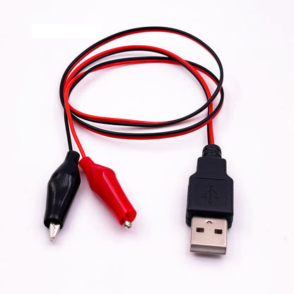 1pcs USB  Alligator Test Clips Connector Power Supply Adapter Wire 60cm Cable Red and Black Male Female