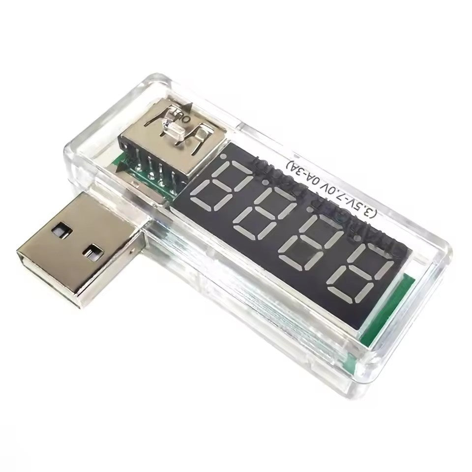 Fulabs Digital USB Mobile Power charging current voltage Tester Meter Mini USB charger doctor voltmeter ammeter Turn transparent