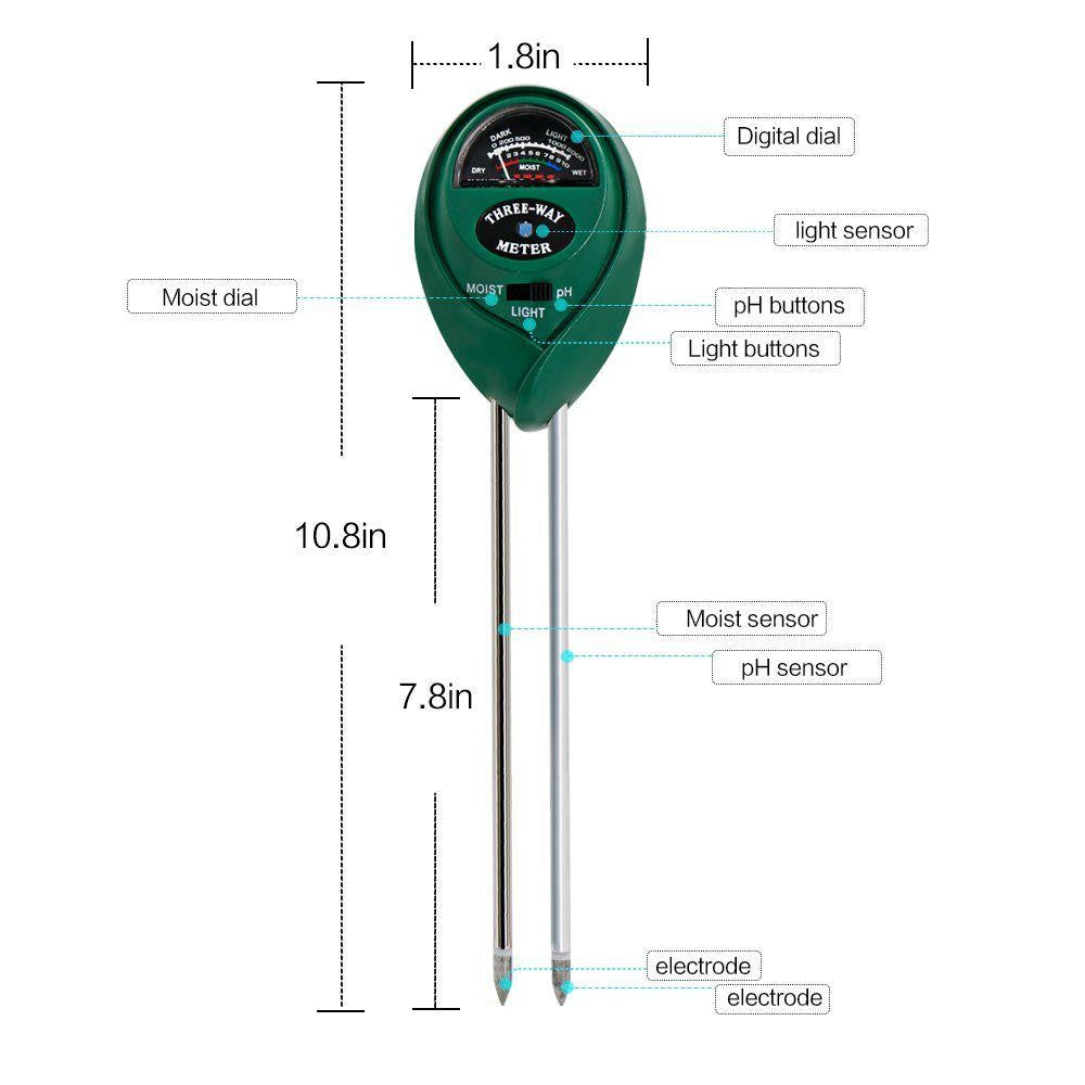 Digital Tester 3 in1 Soil Moisture Sunlight PH Meter Tester For Gardening Tools