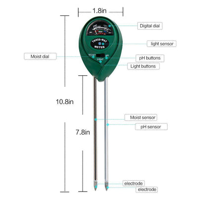 Digital Tester 3 in1 Soil Moisture Sunlight PH Meter Tester For Gardening Tools