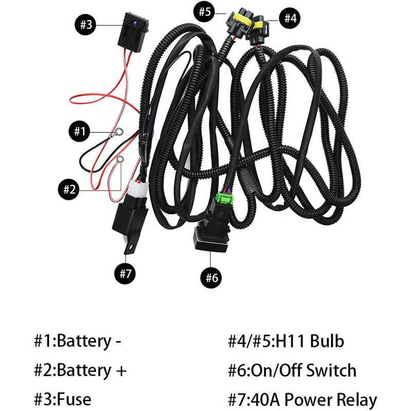 TBPH H11 Fog Light Wiring Harness Sockets Wire LED Indicators Switch 12V 40A Relay TBB