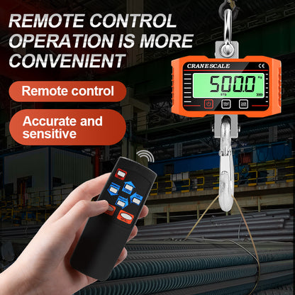 300KG/500KG/1000KG/2000KG 1T 2T Mini Crane Scale Industrial Hook Hanging Weight Digital LCD Display