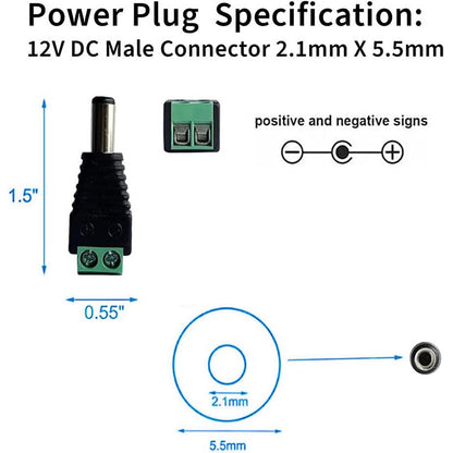 10PCS/5pair DC Barrel Jack Adaptor CCTV Connectors 5.5 x 2.1mm CCTV Male/ Female Connectors