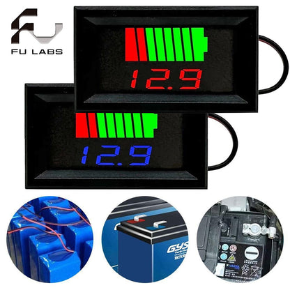 Fulabs Waterproof Lithium Battery Capacity Meter High Precision LED Voltmeter Tester 12V 24V 36V 48V 60V 72V 84V