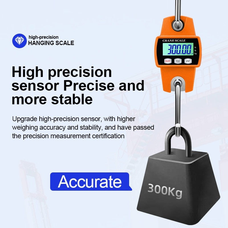 300KG/500KG/1000KG/2000KG 1T 2T Mini Crane Scale Industrial Hook Hanging Weight Digital LCD Display
