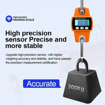 300KG/500KG/1000KG/2000KG 1T 2T Mini Crane Scale Industrial Hook Hanging Weight Digital LCD Display
