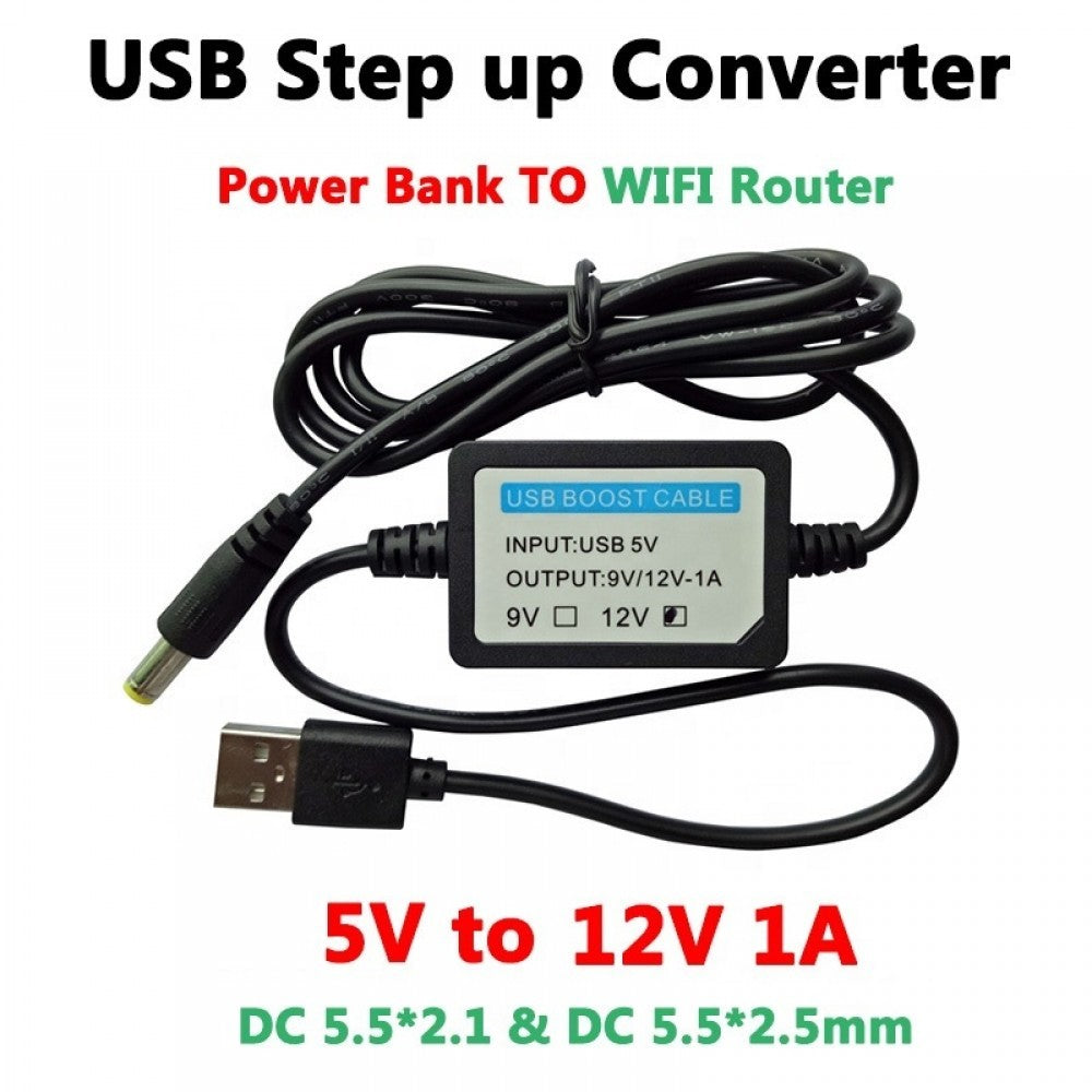 Fulabs USB Power Boost Cable 5V To 9V/12V 1A Step Up Module Booster Power Converter Adapter 2.1x5.5mm