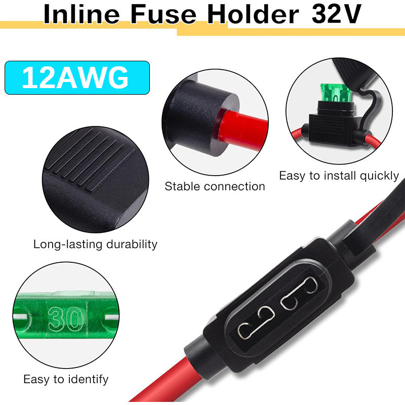 18/16/14/12/10AWG Waterproof 32V Medium Auto Fuse Holder 1A-50A