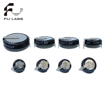 Fulabs 1PCS V type 5.5V Super capacitor 0.1F 0.22F 0.33F 0.47F 1F 1.5F 4.0F Button Farad capacitor