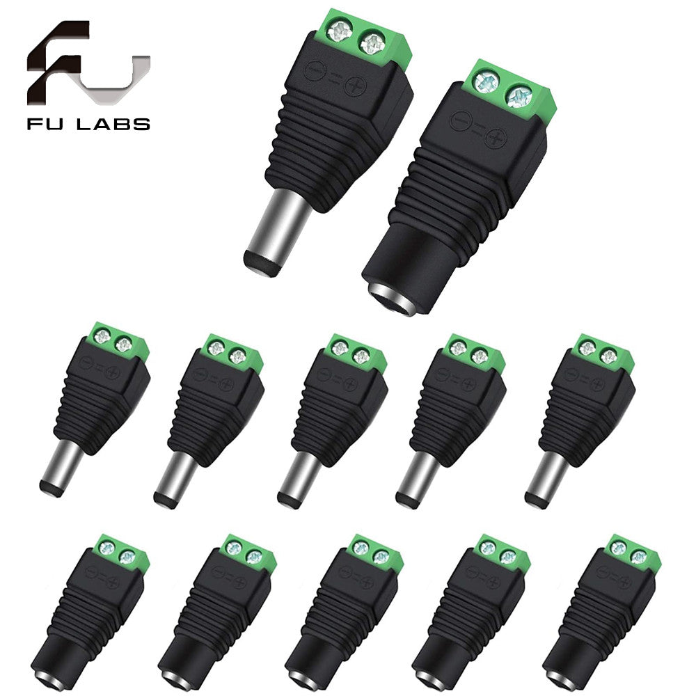 10PCS/5pair DC Barrel Jack Adaptor CCTV Connectors 5.5 x 2.1mm CCTV Male/ Female Connectors