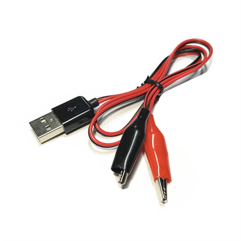 1pcs USB  Alligator Test Clips Connector Power Supply Adapter Wire 60cm Cable Red and Black Male Female